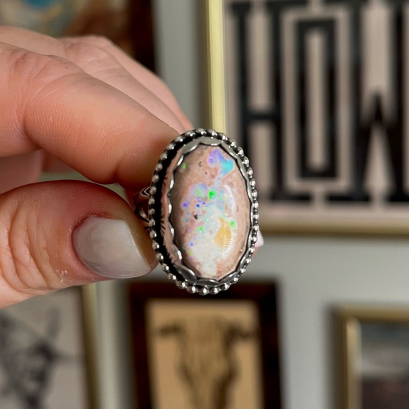 Flashy Mexican Fire Opal Ring - Picture 4 of 7